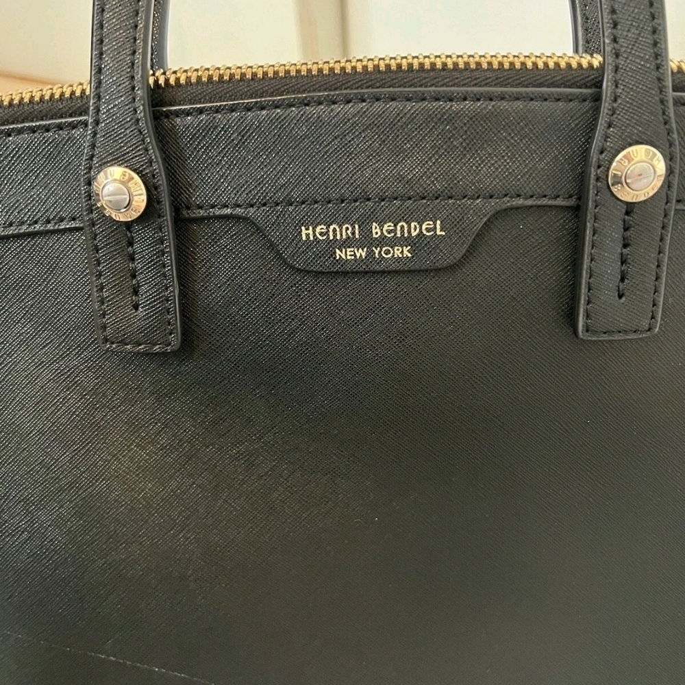 Henri Bendel West 57th Black Satchel Bag Purse - Picture 4 of 8